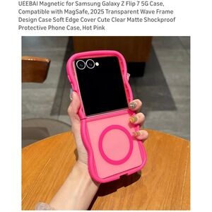 Hot Pink  Magnetic Magsafe Case for Samsung Galaxy Z Flip 5 2025 Wave Frame